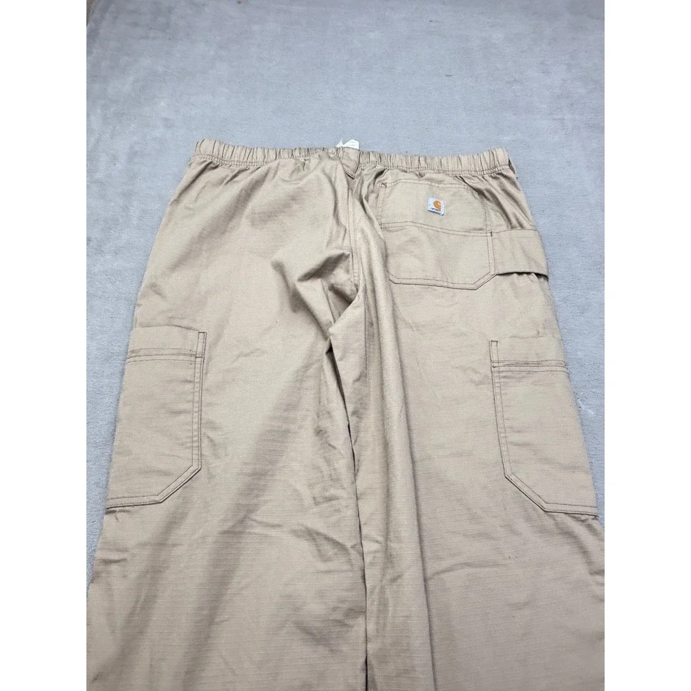 Carhartt Mens Ripstop Cargo Pants Tan Khaki Wide Leg Elastic Waist C54108 Large